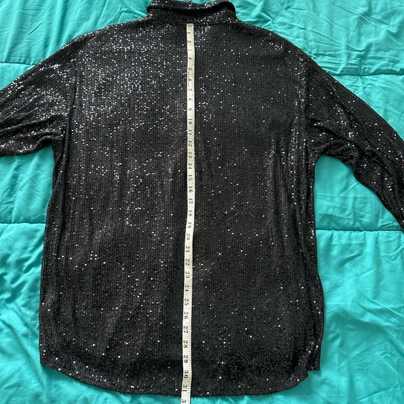 Boohoo Sequin Deep Cuff Shirt - Picture 9 of 10